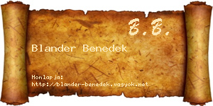 Blander Benedek névjegykártya